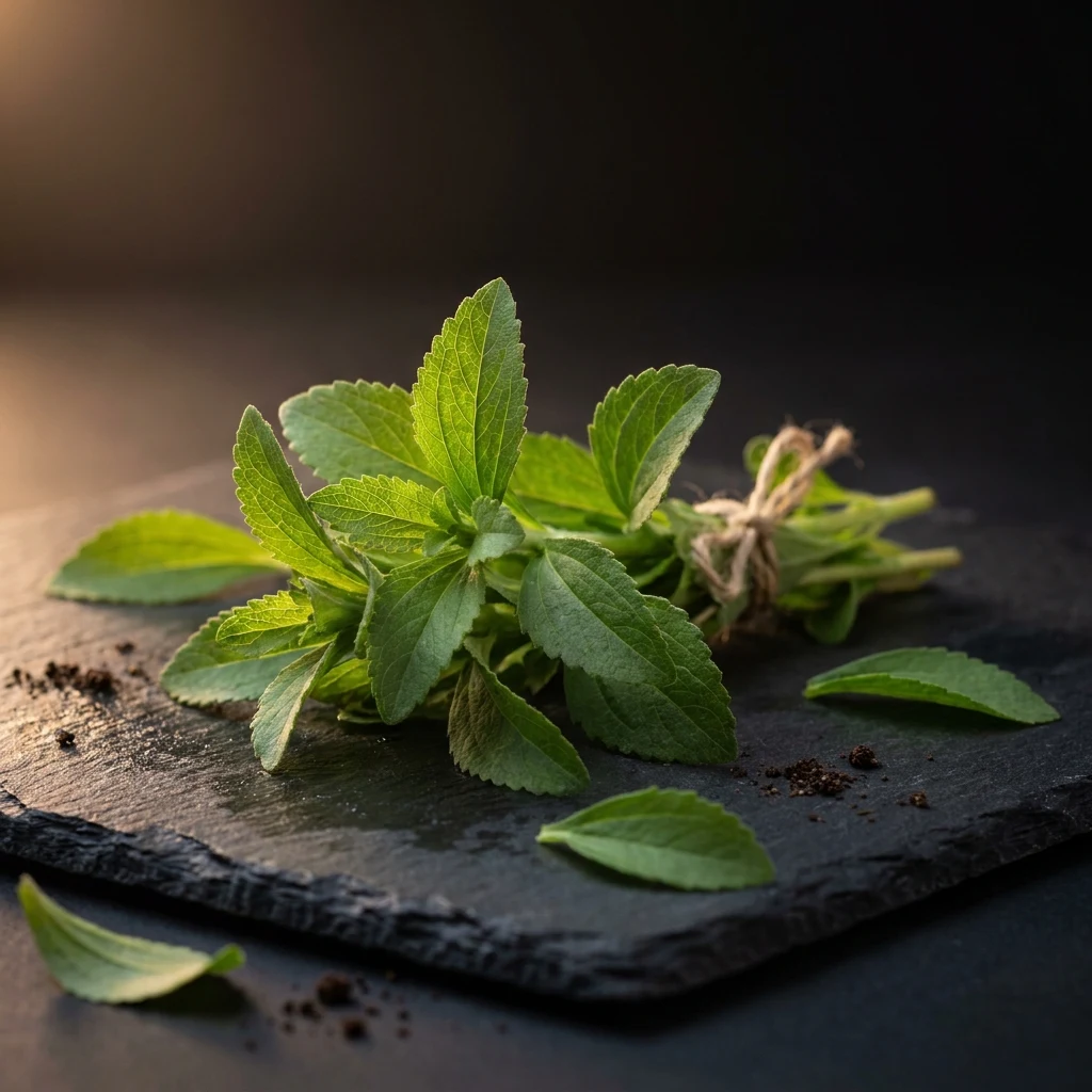 Fresh bundle of stevia leaves