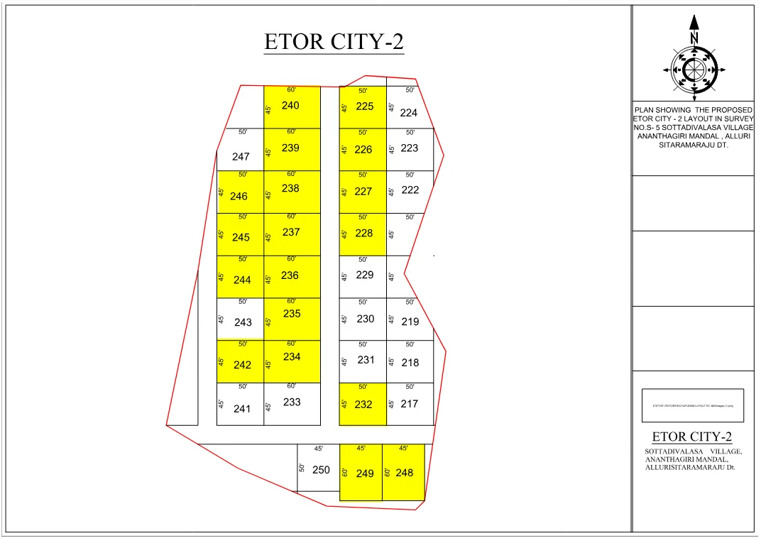 Block A · Plots 217–250 layout thumbnail